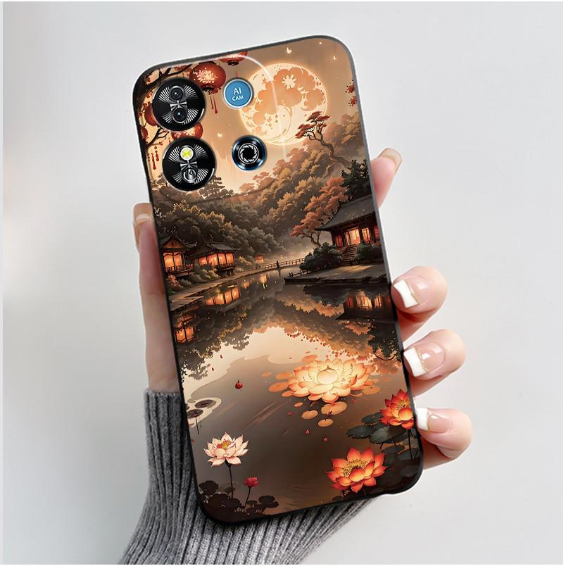 For Oukitel C57S C57 Pro Plus Ultra Case BLU J12 Back Cover Cute Love Heart Rabbit Black TPU Soft Silicone Protective Phone Case