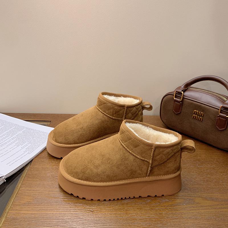 Muffin fashion platform snow boots women's 2025 winter new short tube heightening cotton shoes velvet bread shoes