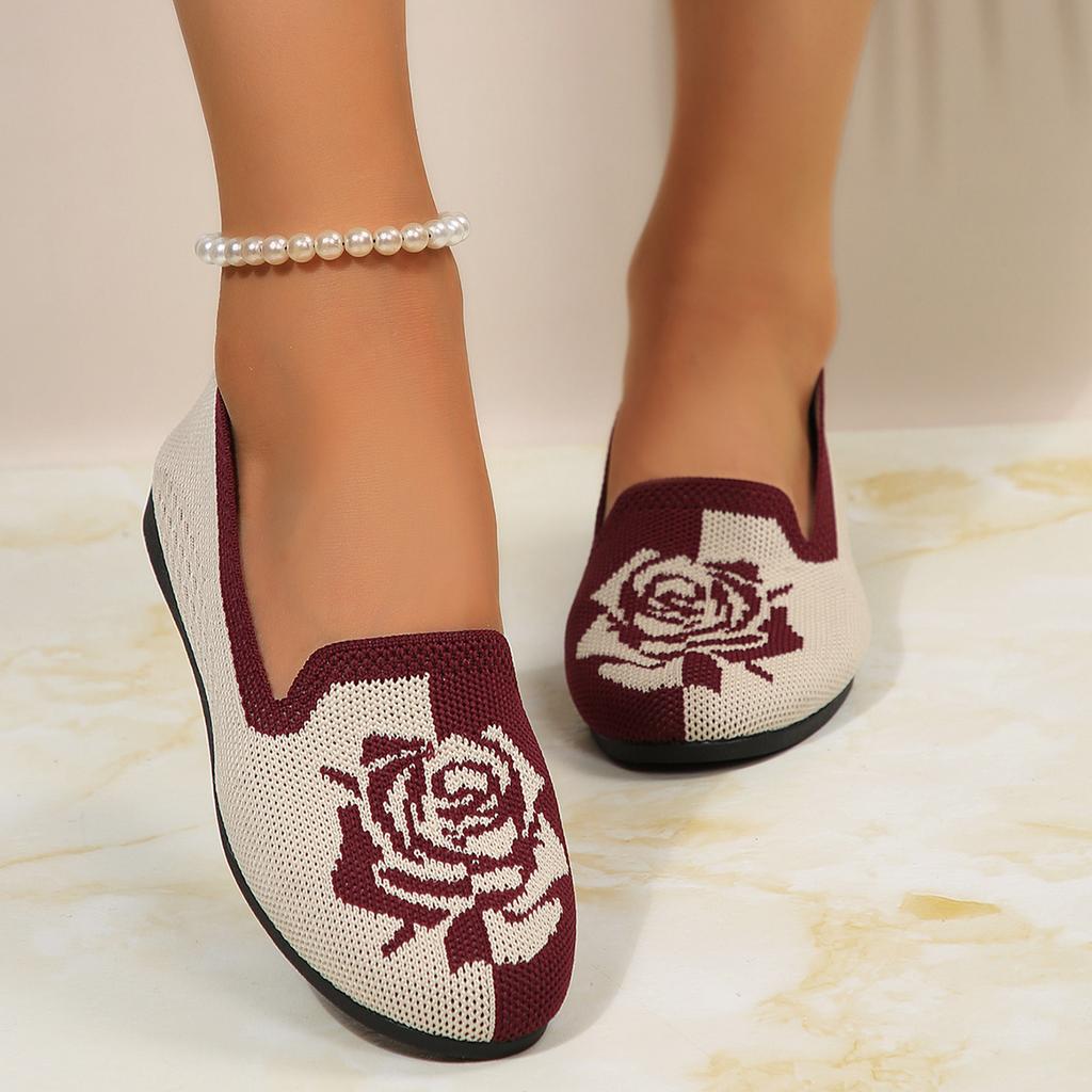 Spring Autumn Women's Casual Floral Slip-On Flat Shoes with High Breathability for Effortless Comfort