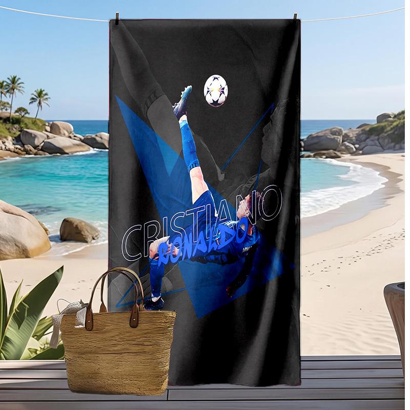 Cristiano Ronaldo Printed Beach Towel Quick Dry Soft TowelPortable Large Rectangular Beach Blanket for Travel Swimming Pool