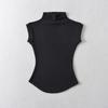 2025 Summer Women's Sleeveless Half-High Neck Fitted Vest with Curved Hem