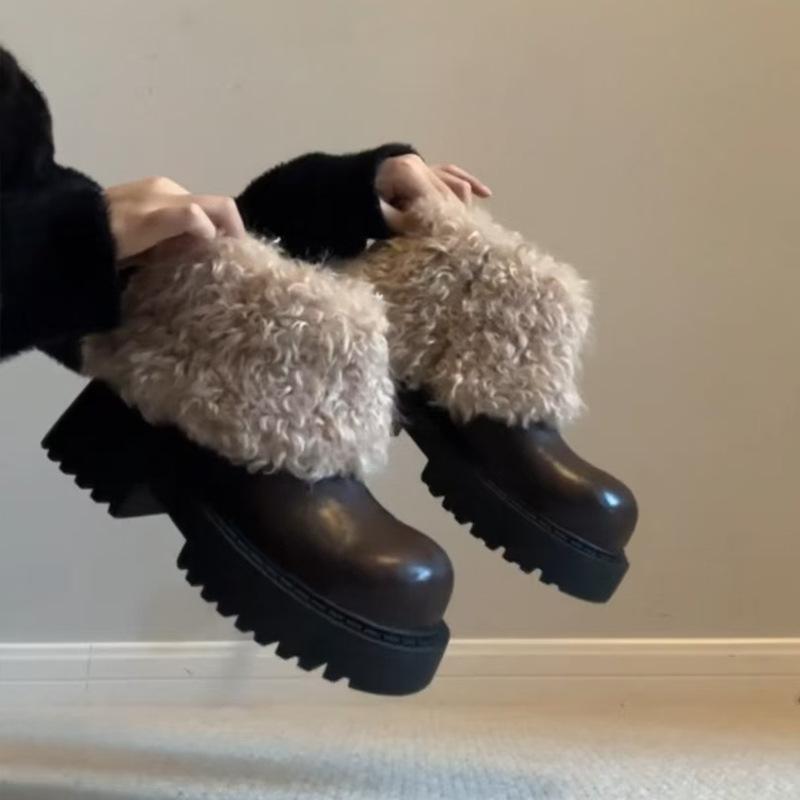 ~ Cm thick-soled short boots women's winter plush furry art raw Martin boots snow boots keep warm