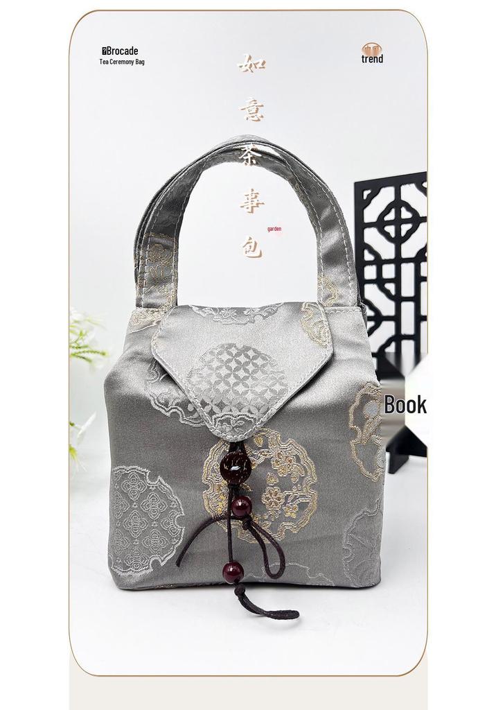 Brocade Tea Set Storage Bag: Portable, Customizable Cloth Bag for Tea Can Storage