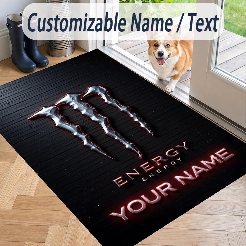 Custom Text Printed Rug Monster Energy Non Slip Floor Carpet For Home Room Decor