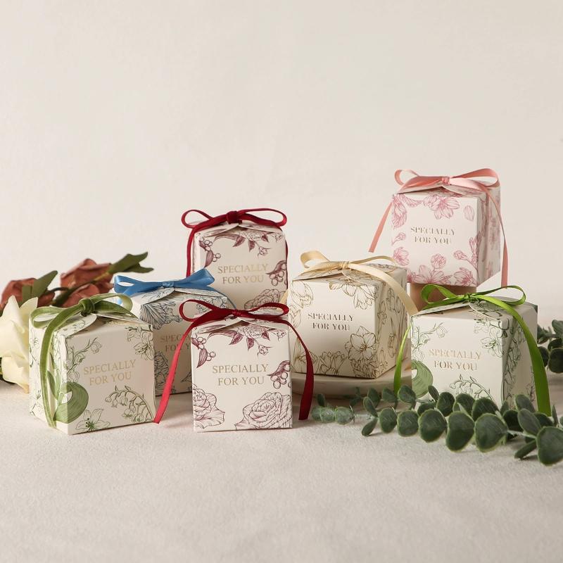 Scatole Regalo Dolci Quadrate 50 Pezzi Confezionamento Caramelle Usa e Getta per Bomboniere Matrimonio Festa di Compleanno Natale Capodanno Regali