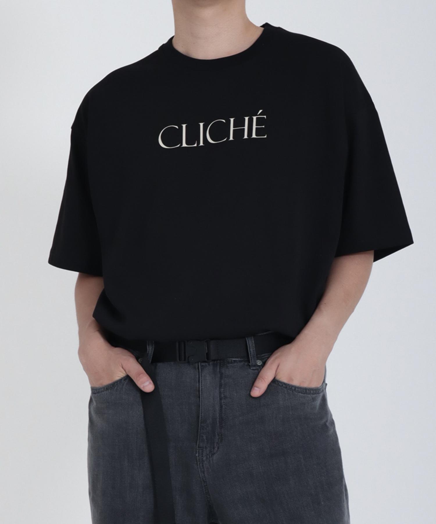 Just Haeng C.U.W No.2 [Cliché] Ivory Lettering Black Oversized Short Sleeve Tee M