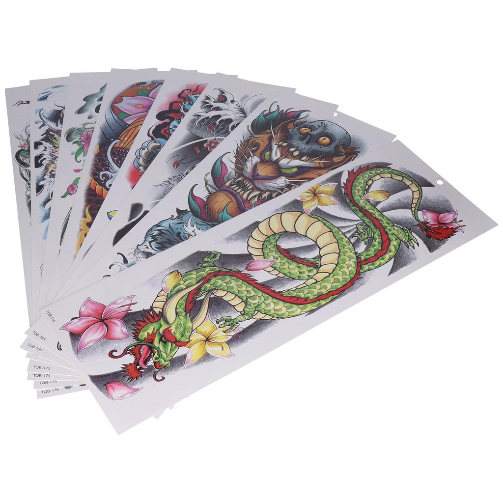 8 Sheets Full Sleeve Temporary Tattoos Watrproof Full Arm Fake Sleeve Tattoos Stickers Body Art for