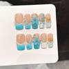 Long Rectangle Blue Floral Hand-made Press On Nails 10 Pieces Resin Material For Daily And Party Use