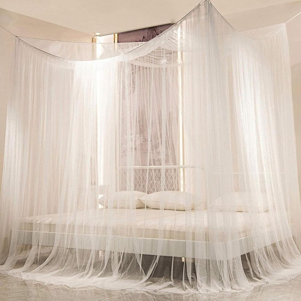 New Four-Door Mosquito Net Netting Prevent Breathable Four Door Mosquito Net Square Double Bed Size Insect Net Home