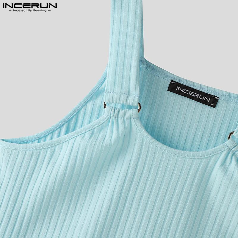 INCERUN Pánská žebrovaná vesta bez rukávů ležérní tílka slim fit