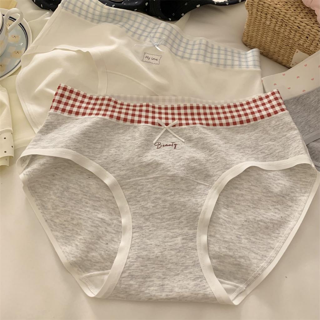 Girls Spring and Autumn Sweet All Match Splicing Cotton 10A Extension Antibacterial Crotch Triangle Briefs