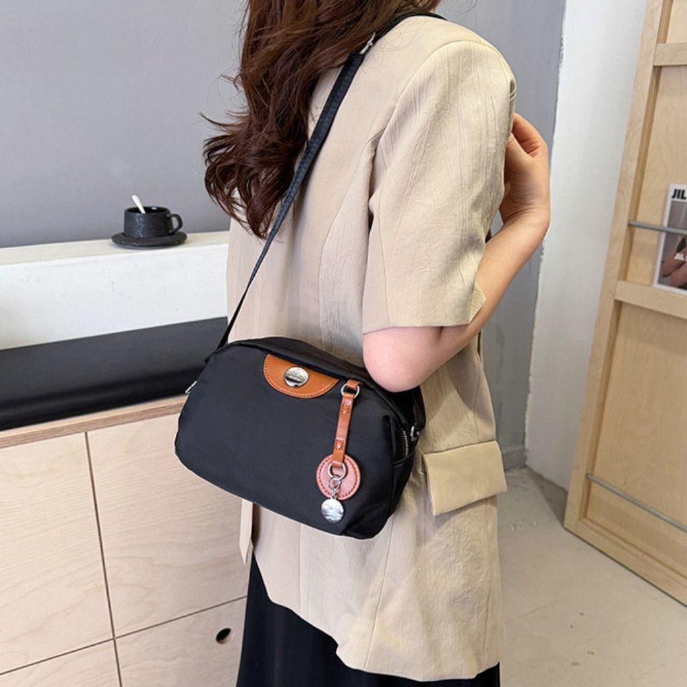Portable Shell Nylon Crossbody Bag Waterproof Casual Oxford Cloth Dumpling Bag Solid Color Large Capacity Mobile Phone Bag Daily