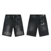 Purple Jeans Streetwear Loose Fit Denim Shorts Men Women Mid-Rise Straight Cut With Embroidery Stone Wash