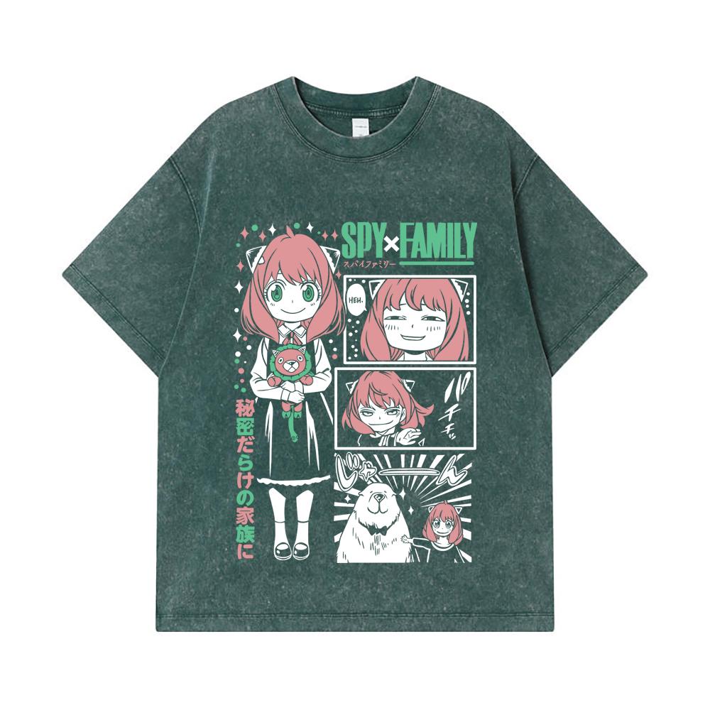 275 GSM Washed T-shirts 100% Cotton Spy x Family V4 Anya Print Unisex Heavy Cotton T Shirt