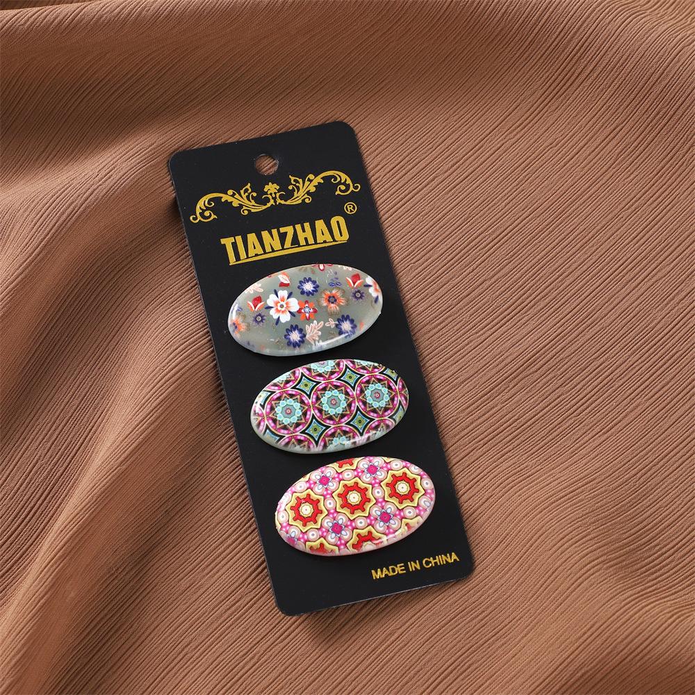 3 Pcs/Set Printed Oval Safety Pins Hijab Clips Headscarf Shawl Scarf Lady Muslim Fixed Pins Silk Scarf Buckle Random Color