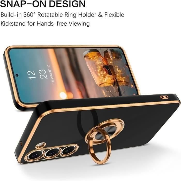 Coque de protection - pour Samsung Galaxy A25 5G - Silicone Antichoc - Support Rotatif - Noir