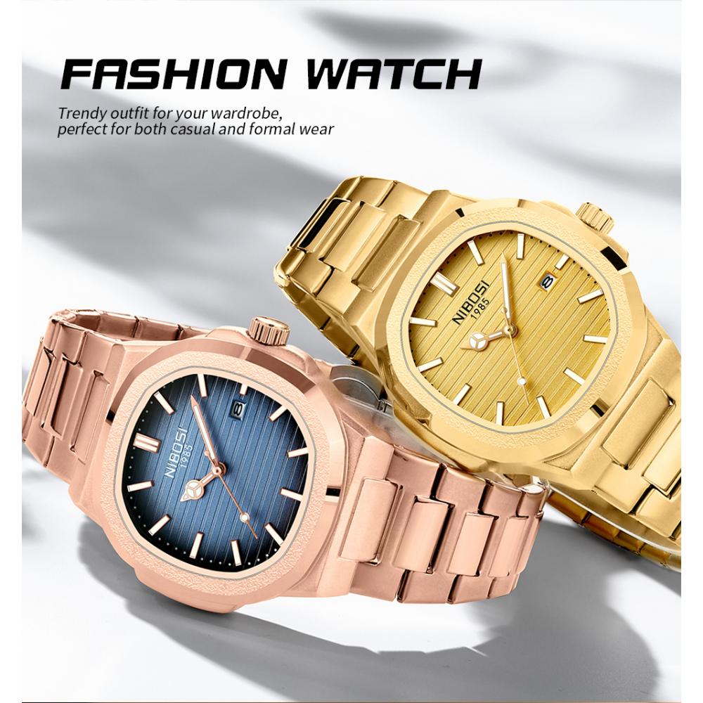 NIBOSI Luxury Man Wristwatch Waterproof Luminous Chronograph Watch for Men Stainless Steel Men's Quartz Watches