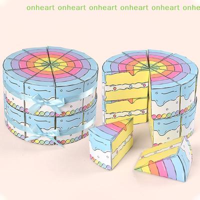 [C]10Pcs Triangular Cake Shaped Paper Gift Box Cookie Candy Baby Shower Favors Treat Kids Birthday Party Dessert Packaging Boxes