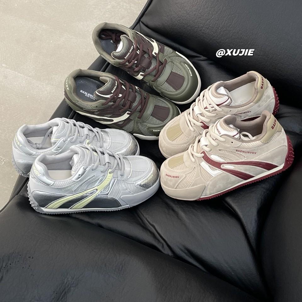 2025 autumn new leather thick-soled heightening dad shoes women's mesh breathable fashion versatile sports shoes women's shoes