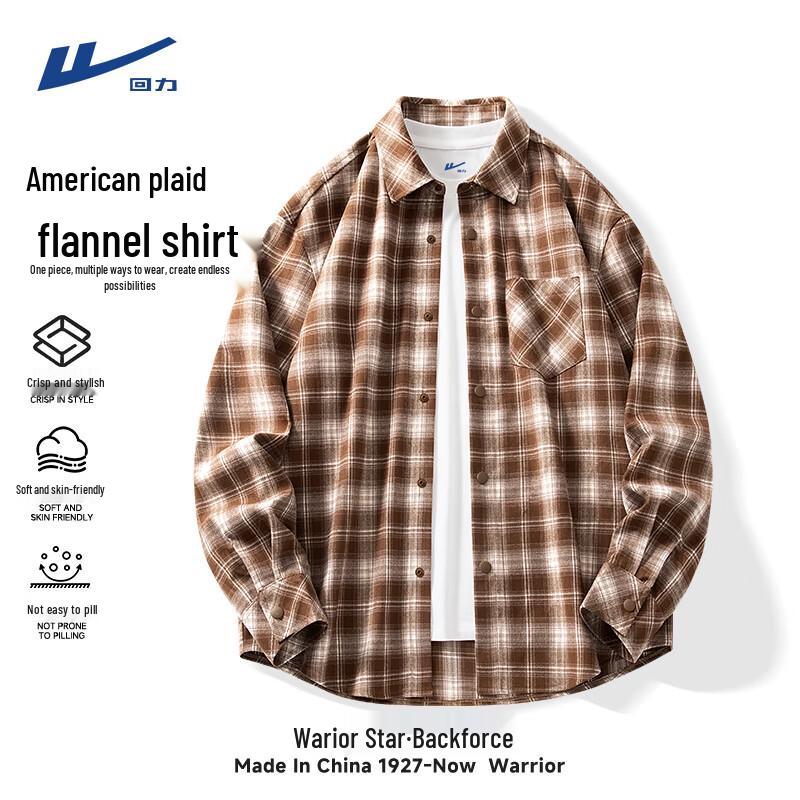 Warrior Men s Plaid Long Sleeve Polo Casual Shirt M
