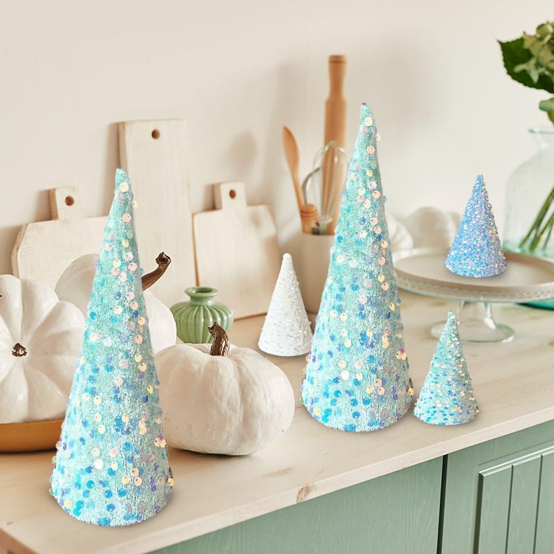 1PC Mini Glitter Tree Props Christmas Tree Ornaments Chirstmas Conical Party Sequins Home Decor