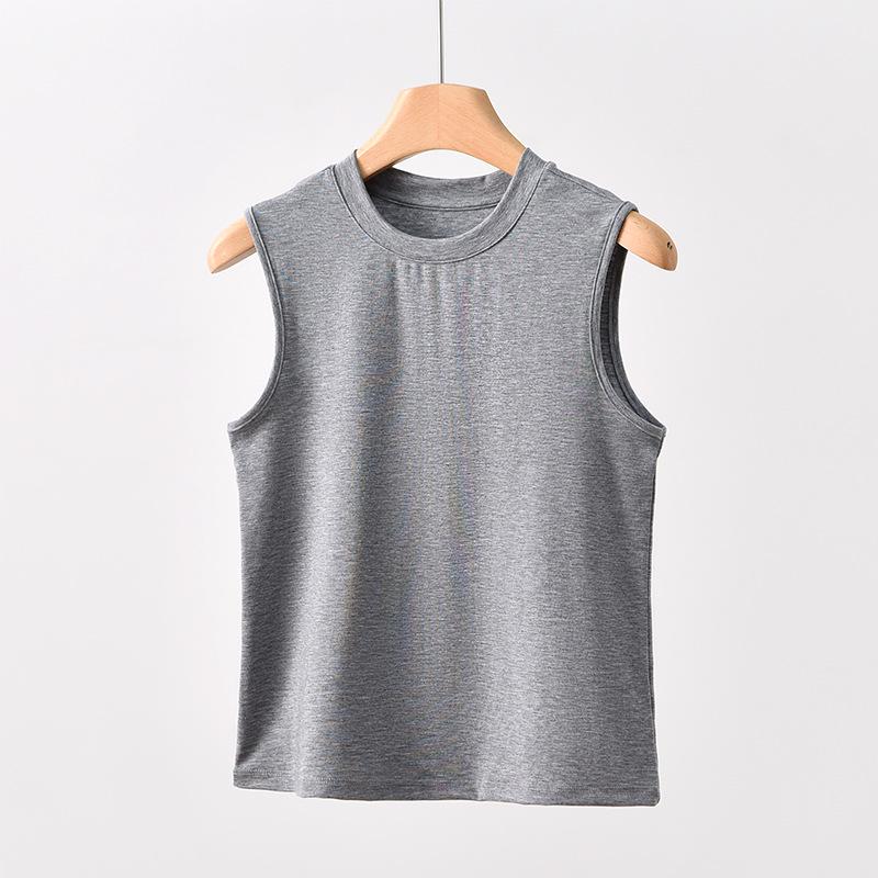 Tencel Lyocell Women's Sleeveless Knit Vest - Loose Round Neck Slimming Top