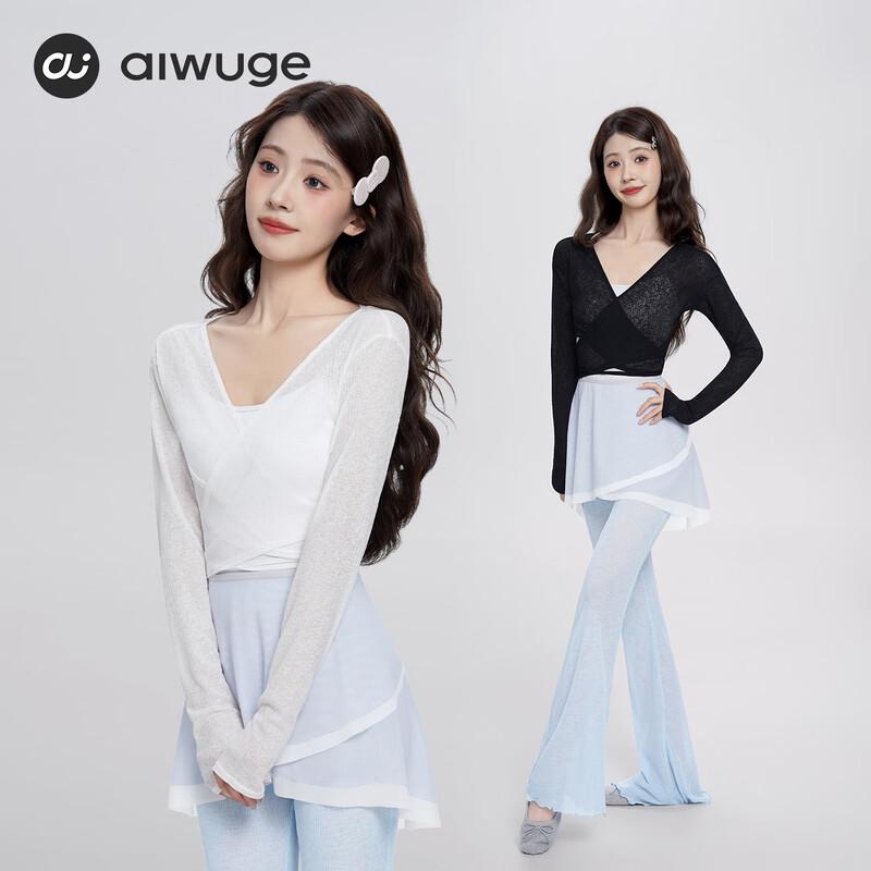 Aiwuge Adult Women s Long Sleeve Front Cross Ballet Dance Wrap Top L