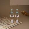 Elegant Butterfly Water Drop Pearl Tassel Earrings for Women - Traditional Qipao Style