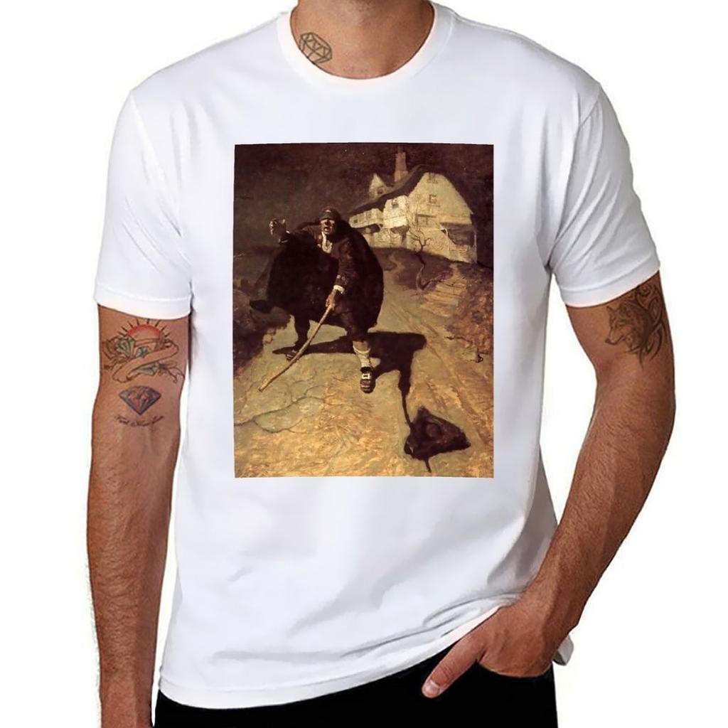 Blind Pew Pirate Art by NC Wyeth TShirt Sports Casual Short Sleeve Cotton Tee