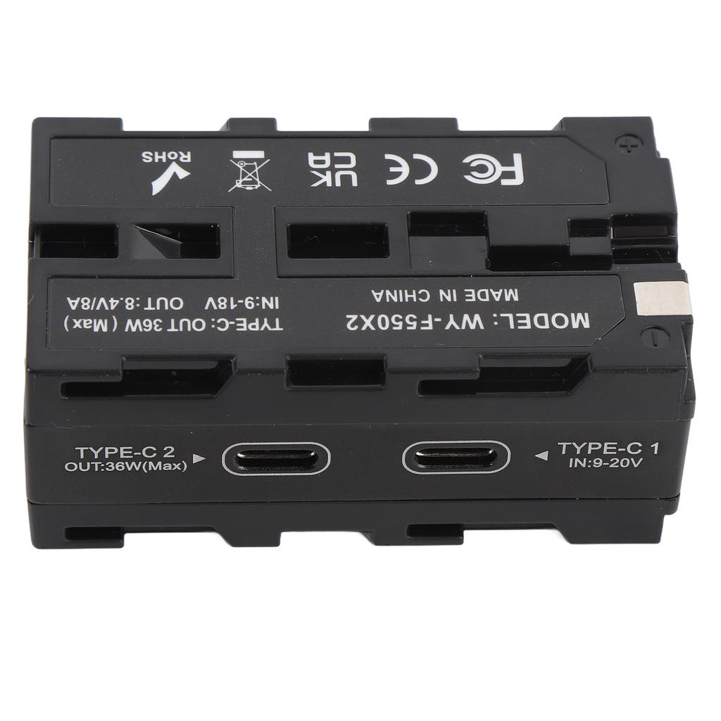 Dual Sided for NP F Dummy Battery Adapter with Digital Display Type C Port for Image Transmission