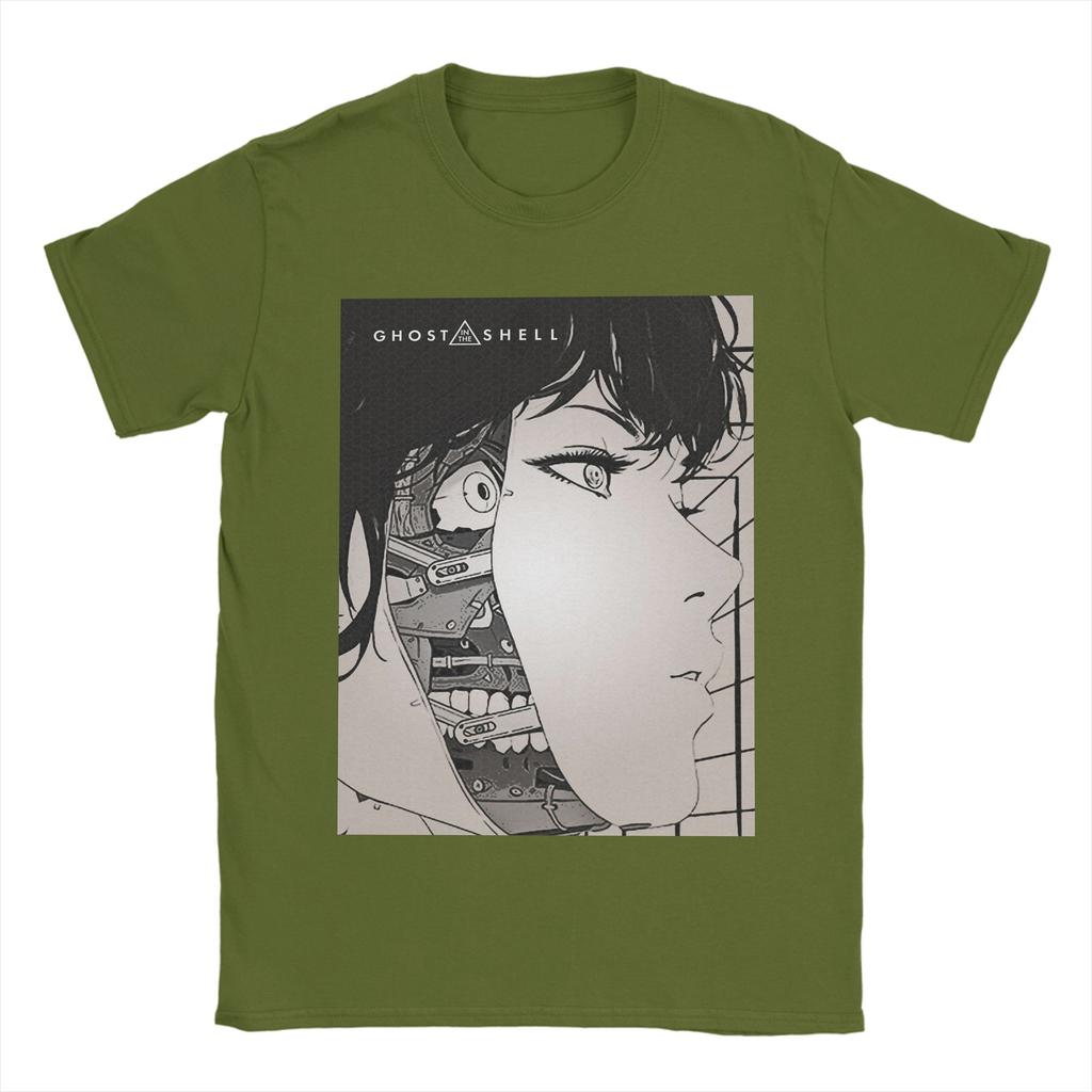 Ghost in the Shell T Shirts Men Cotton Vintage TShirts Crew Neck  Tee Shirt Short Sleeve Clothing Printed