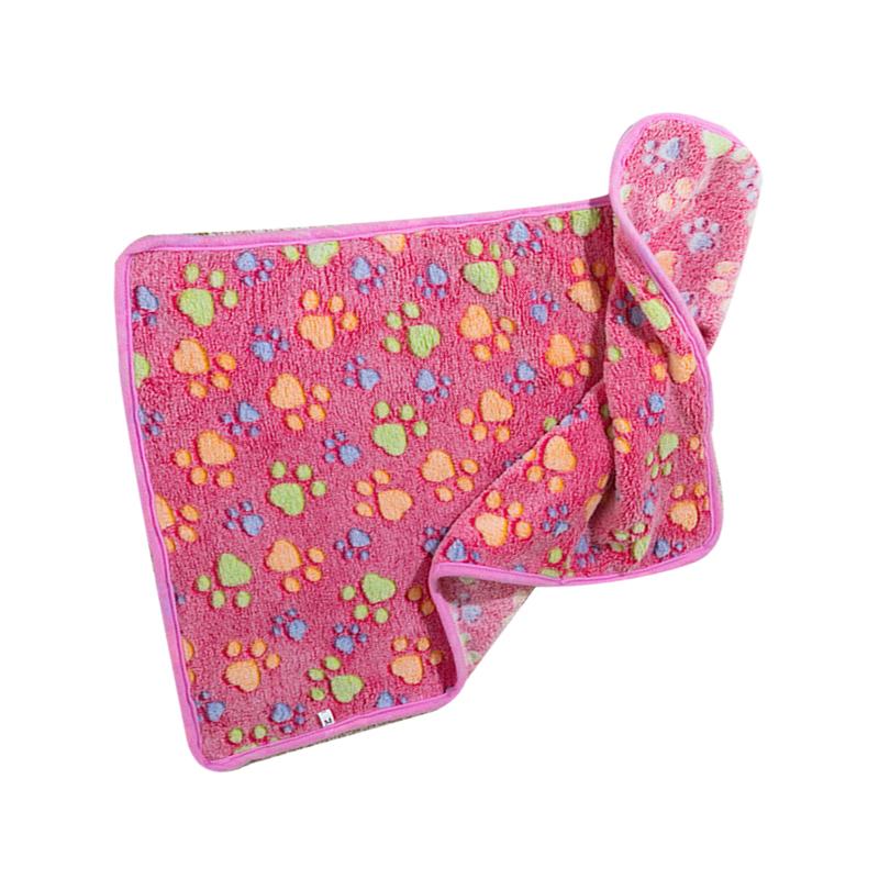 Dog Blanket Cute Claw Prints On Pink Thermal Soft Fiber Comfortable Cat Sleep Blanket for House