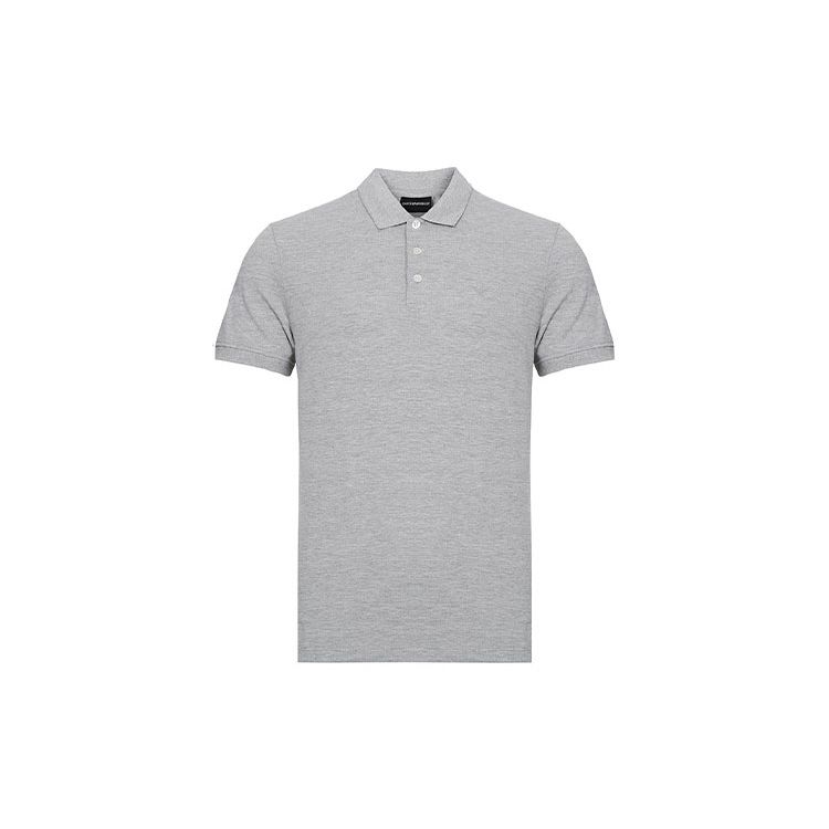 Emporio Armani Solid Color Comfortable Slim Fit Short Sleeve Polo Shirt Men tops Gray 8N1F12-1J0SZ-0616 S