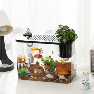 New PET+ABS Fish Tank Transparent with Lid Aquarium Drop Resistant Hydroponic Tank Ecological Water Tank Home