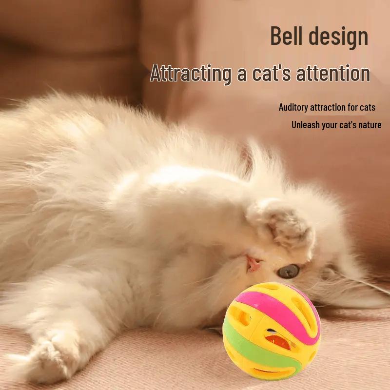 Cat Toy Ball with Bell - Kitten Play, Boredom Relief, Energy-Boosting, Teaser Stick Collection.