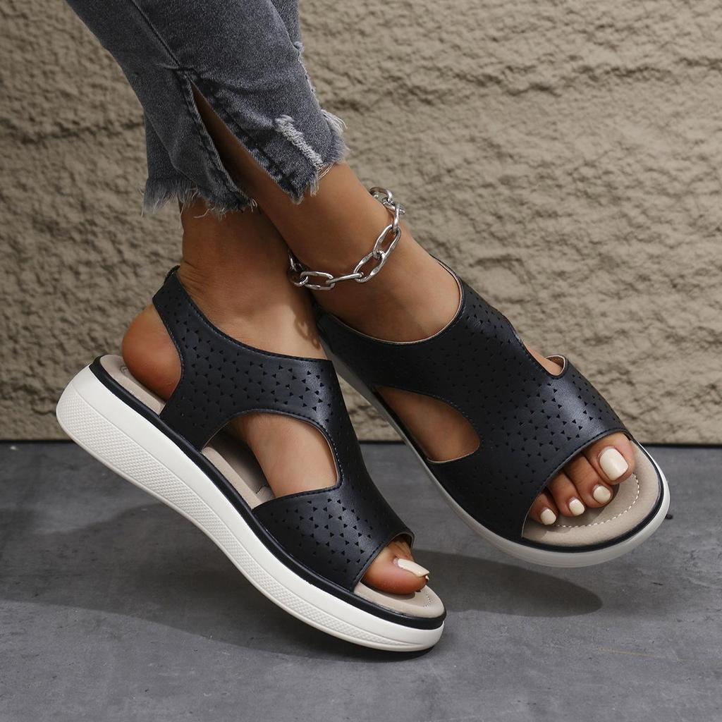 Summer 2025 Women's Retro Wedge Sandals - Lightweight, Large Size, Comfortable, European & American Style.