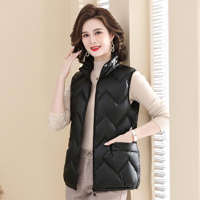 

Шикарный свободный блестящий жилет в корейском стиле для мам среднего возраста - Весенне-осенняя мода со стойкой 3XL (125-138 lbs) чёрный