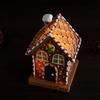 Luminous Gingerbread House Ornament LED Light Collectible Christmas Village Cottage Statue Resin Gingerbread House Figurines