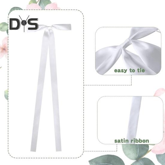 5 Pcs Wedding Bows Aisle Decorations Satin Ribbon Bows for Pew Back Ceremony Ribbons Sashes for Wedding Background Aisle Decor