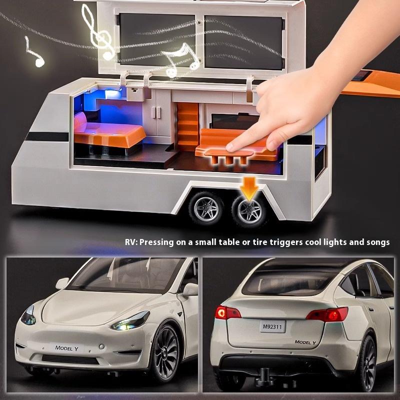 1:24 Modello Y Modello X Modello S Rimorchio RV Lega Metallo Pressofuso Modello di Auto Giocattolo Simulato Collezioni Hobby Regali di Compleanno Ragazzo