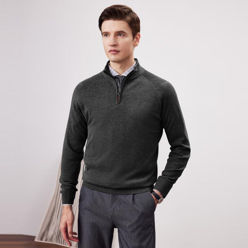 FIRS Men's Wool & Silk Blend Half-Zip Sweater