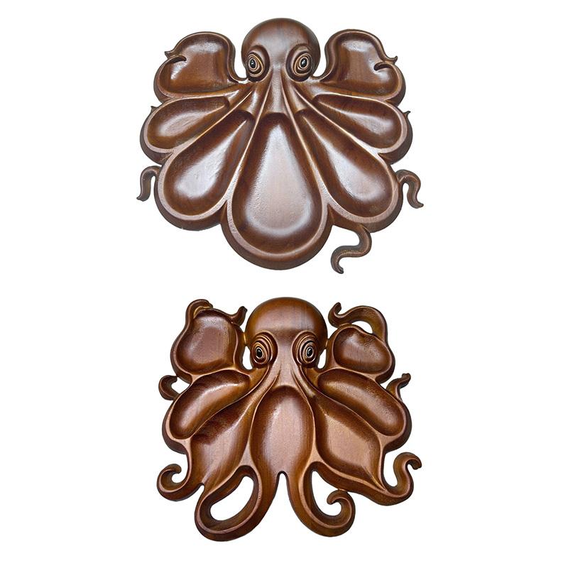 1Pc Wood Furnishings Snacks Personalized Cooked Food Platter Fun Fruit Home Decorative Octopus Shape Kitchen