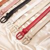 Womens Faux Leather Belt With Geometric Alloy Buckle For Daily Casual Use