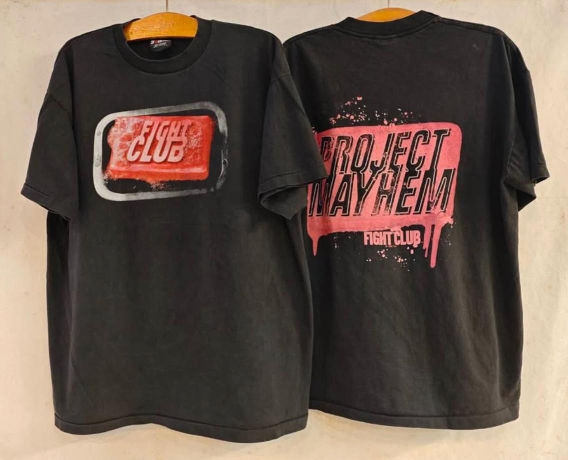 VTG Fight Club Project Mayhem Black Pink Soap Bar Cult Movie XL T-Shirt REPRINT S