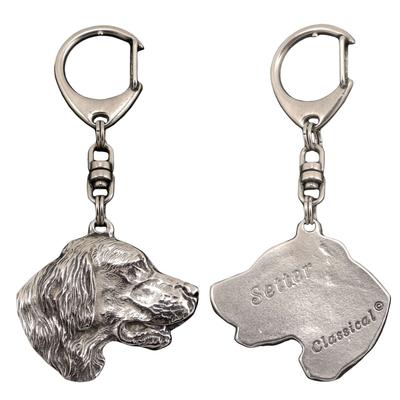 English Setter, Lawerack, Laverack – Silver-plated Key Ring with Dog, Handbag Decoration |