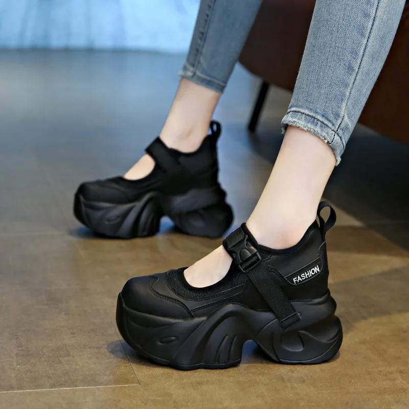 Fashion 7CM New Chunky Sneakers 2024 Autumn Casual Vulcanized Shoes Woman High Platform Breathable Mesh Sneakers Women Sports Dad Shoes
