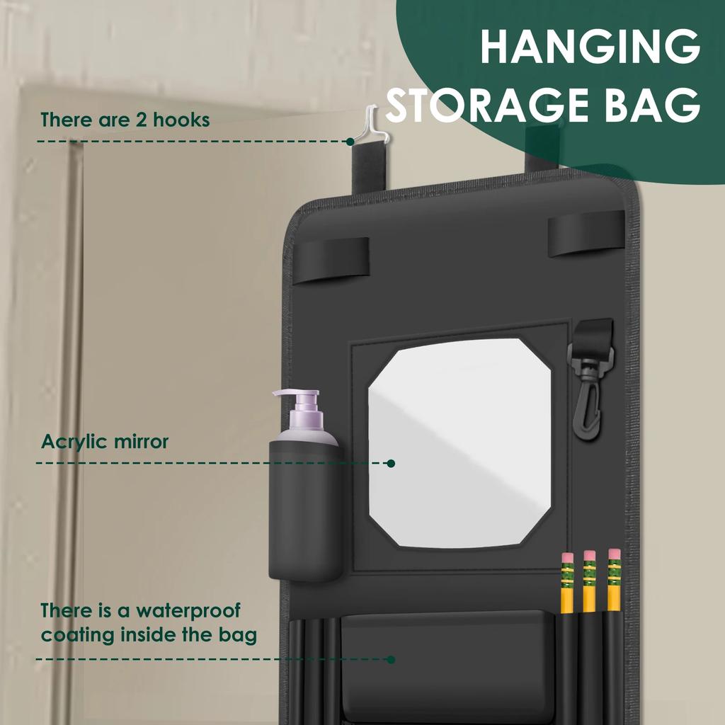 Hanging Closet Non-Woven Waterproof Hanging Locker Organizer with Mirror Large Capacity Multi-pocket Hanger Storage Bag for Home