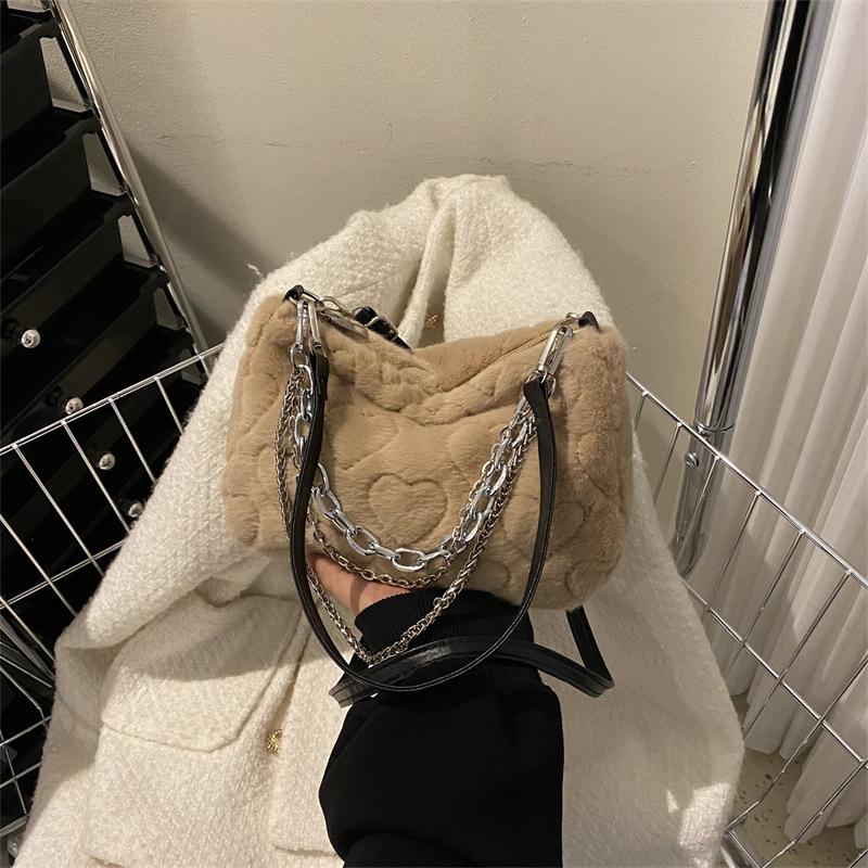 Fashionable Shoulder Bag for Women New Fashion Versatile Furry Crossbody Bag for Women Ins Niche Chain Bag