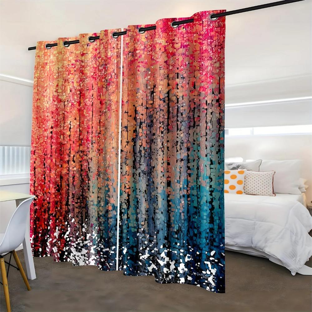 / Set Abstract Crystal Color Art Digital Print Drape Grommet Best Livingroom Space Drape Blocking DrapeTranslucentDrape