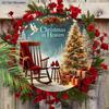 Classic Cardinal Wooden Christmas Sign - Christmas In Heaven Round Sign for Front Door, Wall Hanging Decor - Ideal Christmas Decoration